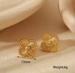 E3342 Aretes acero inoxidable chapado en oro 18k 1.3cm