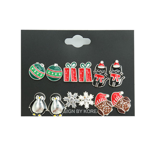 E4062 conjunto de aretes Navidad copo de nieve 1.5cm aleacion