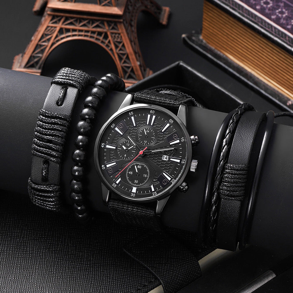 R150 Reloj negro cuarzo ajustable para hombre