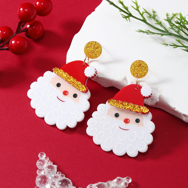 E4171 Aretes Santa claus Navidad acrílico 5.5cm