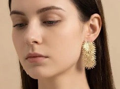 E7263 Aretes triple sol dorado aleacion 5.5cm