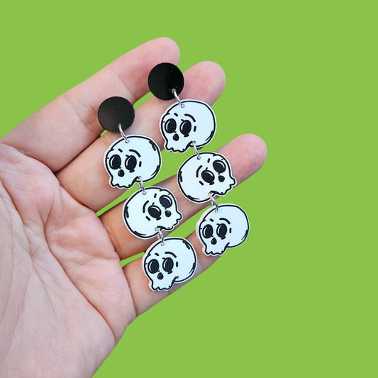 E4098 Aretes cráneos Halloween 8cm