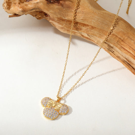 C996 Collar mickey mouse disney acero inoxidable chapado en oro de 18k 22cm,2cm dije