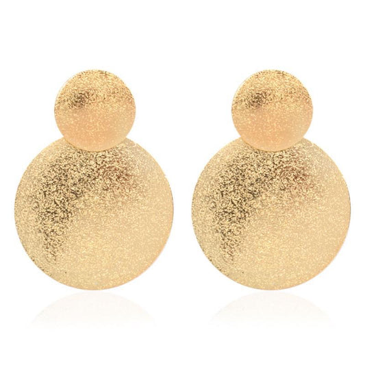 E7179  Aretes circulares dorados textura aleacion 6cm