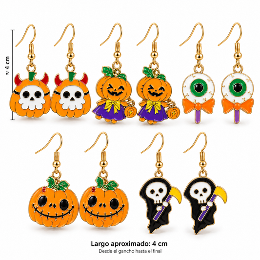 H167 Set de 5 pares aretes de aleacion