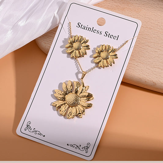 C1619 Conjunto collar aretes acero inoxidable 304 collar 22cm aretes 2cm dije 3cm