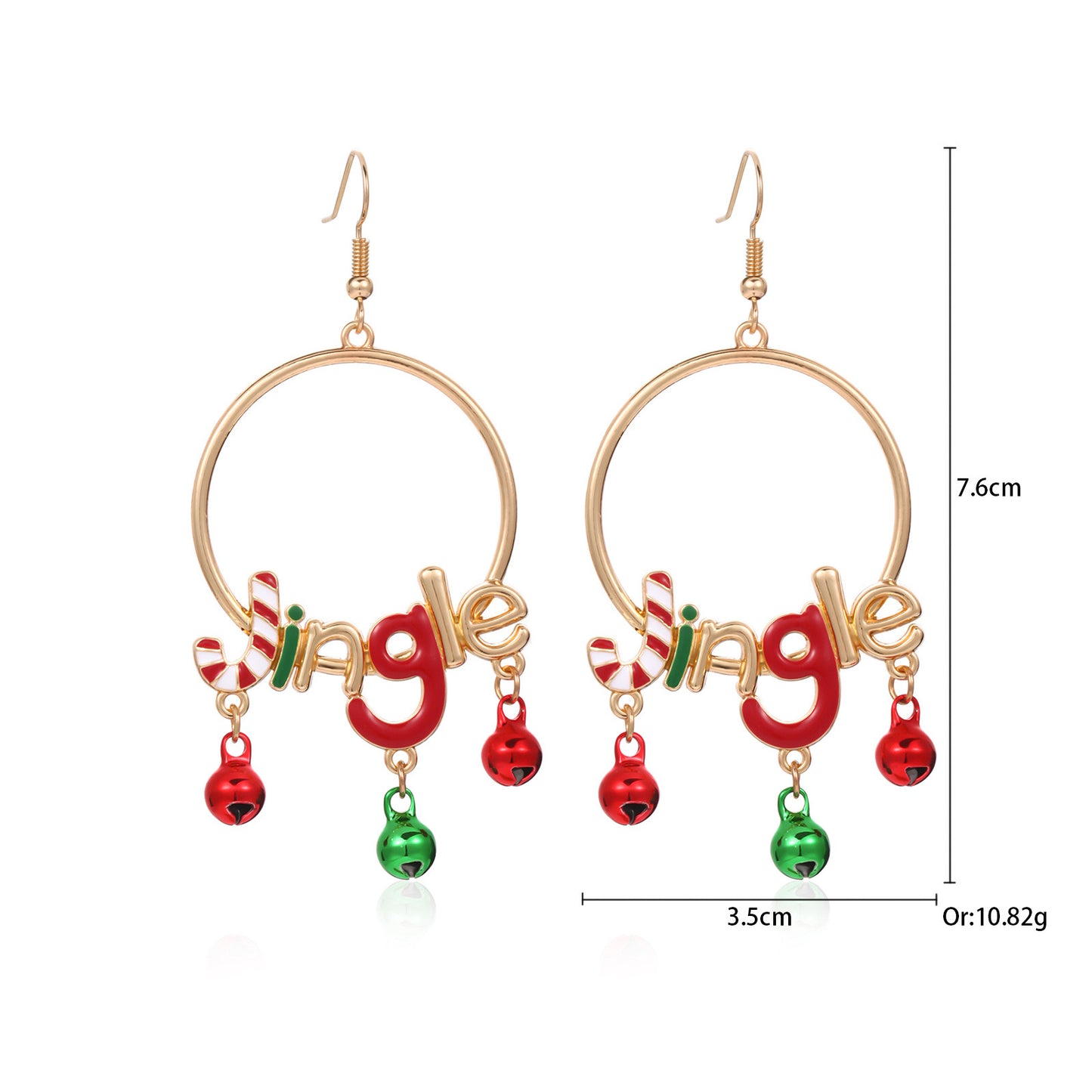E4192 aretes aro esferas de navidad aleacion 6.5cm