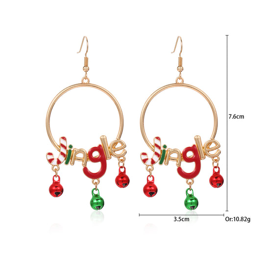 E4192 aretes aro esferas de navidad aleacion 6.5cm