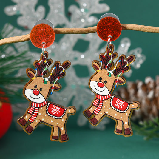 E4029 Aretes reno navideño acrílico 5.5cm