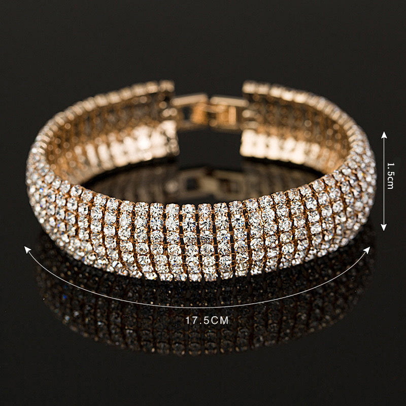 B256D Brazalete brillante de noche elegante fiesta 18.5cm