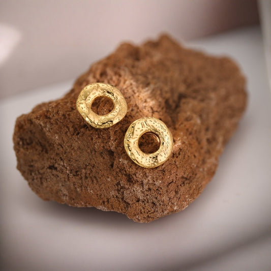 E4604 Aretes donas doradas acero inoxidable 2.5cm