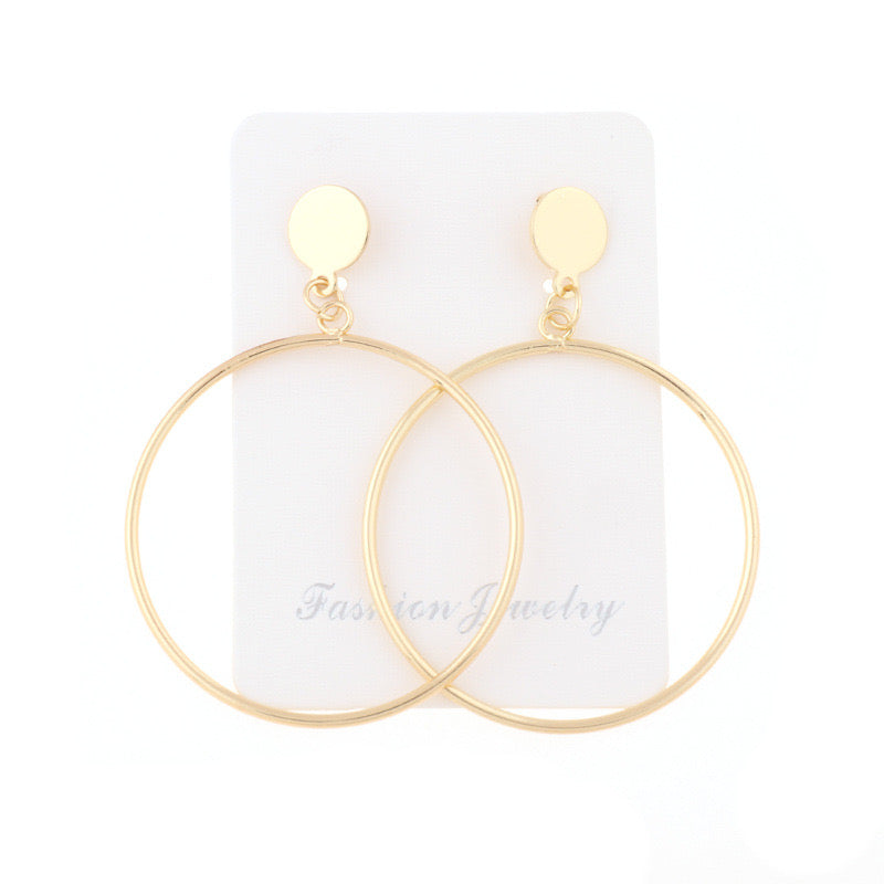 E4984 Aretes círculo dorado aleacion 5cm