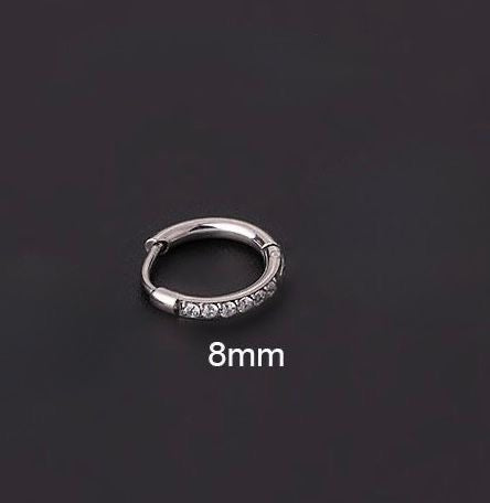 E3308 Argolla zirconia plateada acero inoxidable 0.8cm