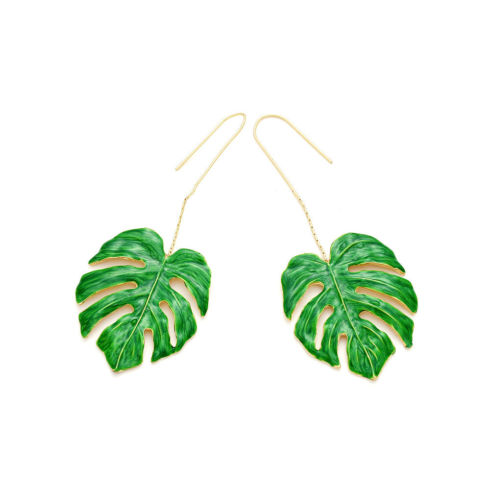 E3337 Aretes violadores palmera esmalte aleacion de zinc 10cm