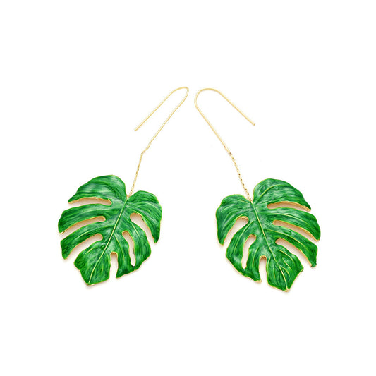 E3337 Aretes violadores palmera esmalte aleacion de zinc 10cm