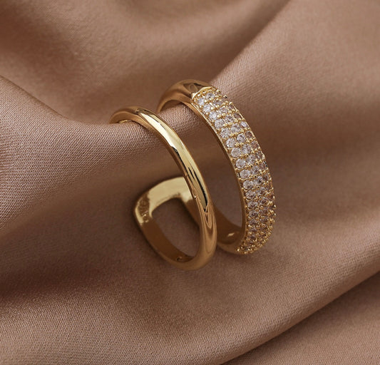 A559 Anillo dorado brillante cobre blanco abierto