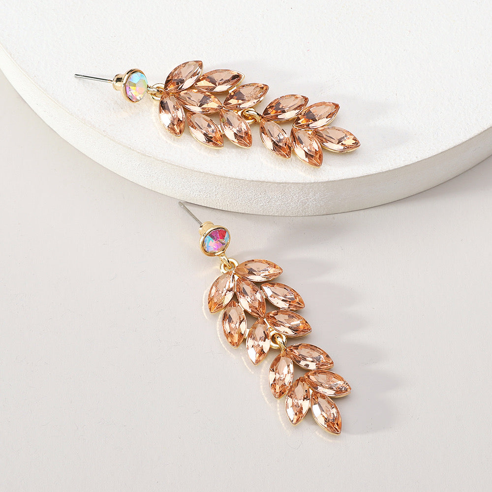 E7277C Aretes cristal fiesta elegante 5cm
