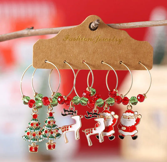 E4156 Conjunto de aretes navideños aleacion 5.6cm