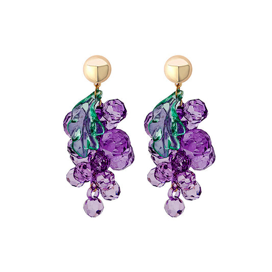 E4136 aretes uvas acrílico 5.5cm