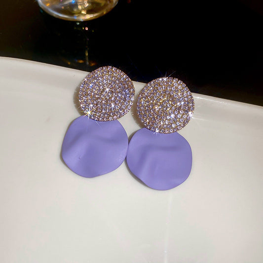 E4134 aretes círculo morado cobre 4.5cm