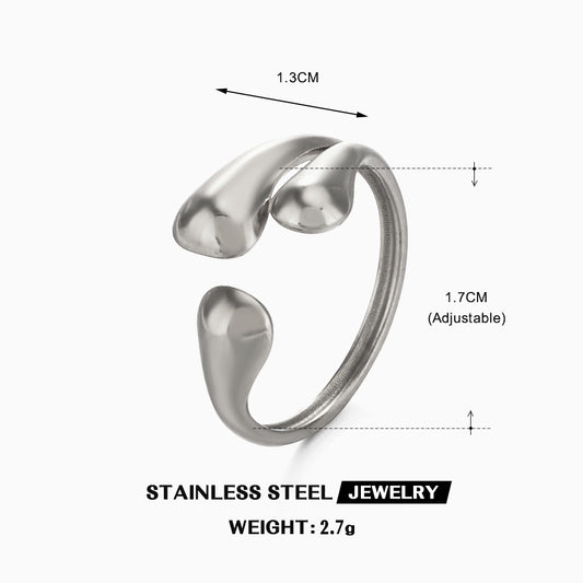 A312P Anillo gotas plateadas abierto acero inoxidable