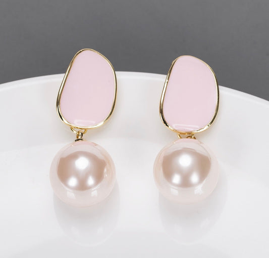 E7018 Aretes perla rosada aleacion 3cm