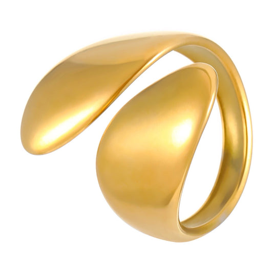 A207 Anillo abstracto dorado acero inoxidable chapado en oro 18k