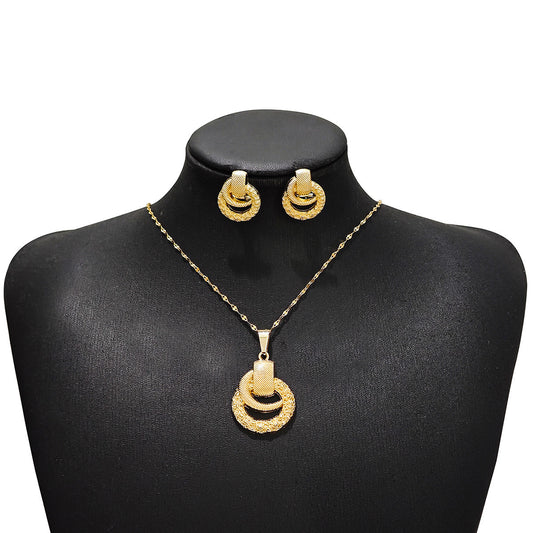C830 conjunto de collar aretes dorado acero inoxidable 24cm largo 4.5cm dije