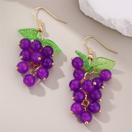 E3358 Aretes racimo uvas resina 4.5cm