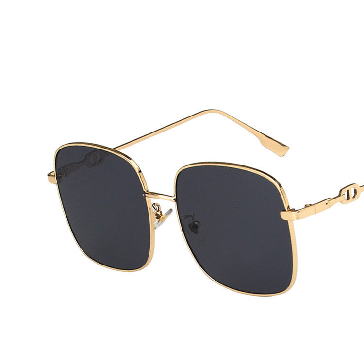 GF51 Lentes cuadrados unisex básicos negros y dorados