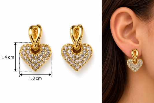 E7488 Aretes corazon con circonia de aleacion