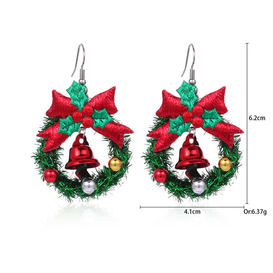 E4429 Aretes corona de navidad aleacion 5cm