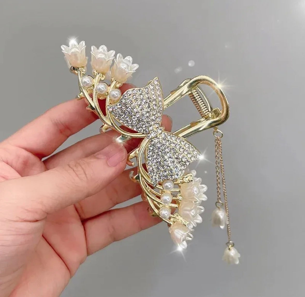 ACS22 Pinza para el cabello hermosa de borlas y brillante 10cm