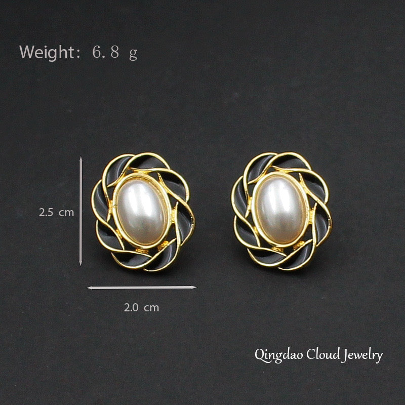 E7270 Aretes perla aleacion 2.5cm
