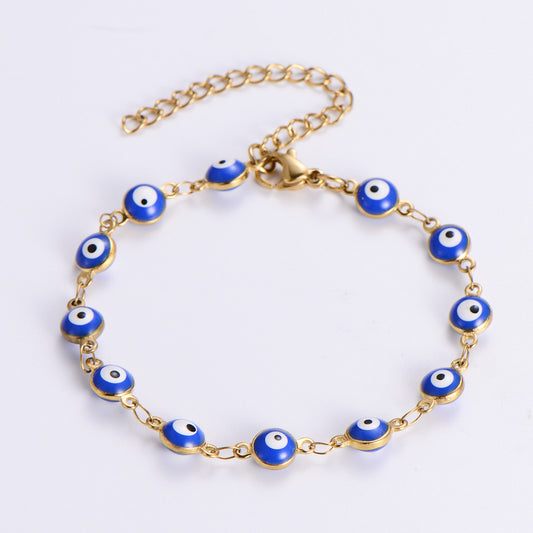 B939 Pulsera ojo turco azul rey acero inoxidable 22cm