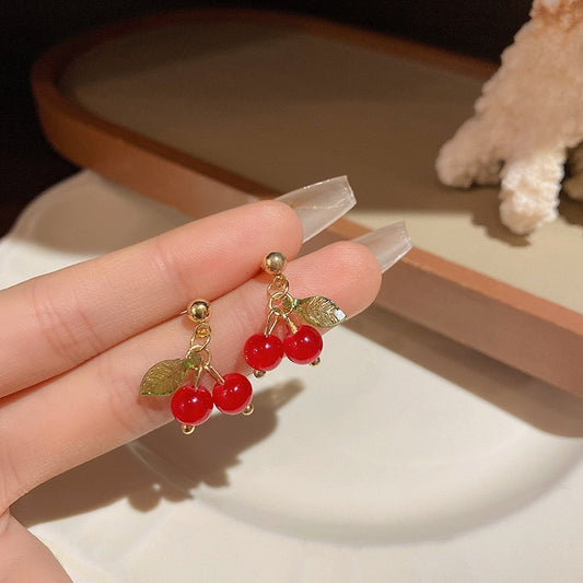 E5908 Aretes cerezas rosas aleacion 1.5cm