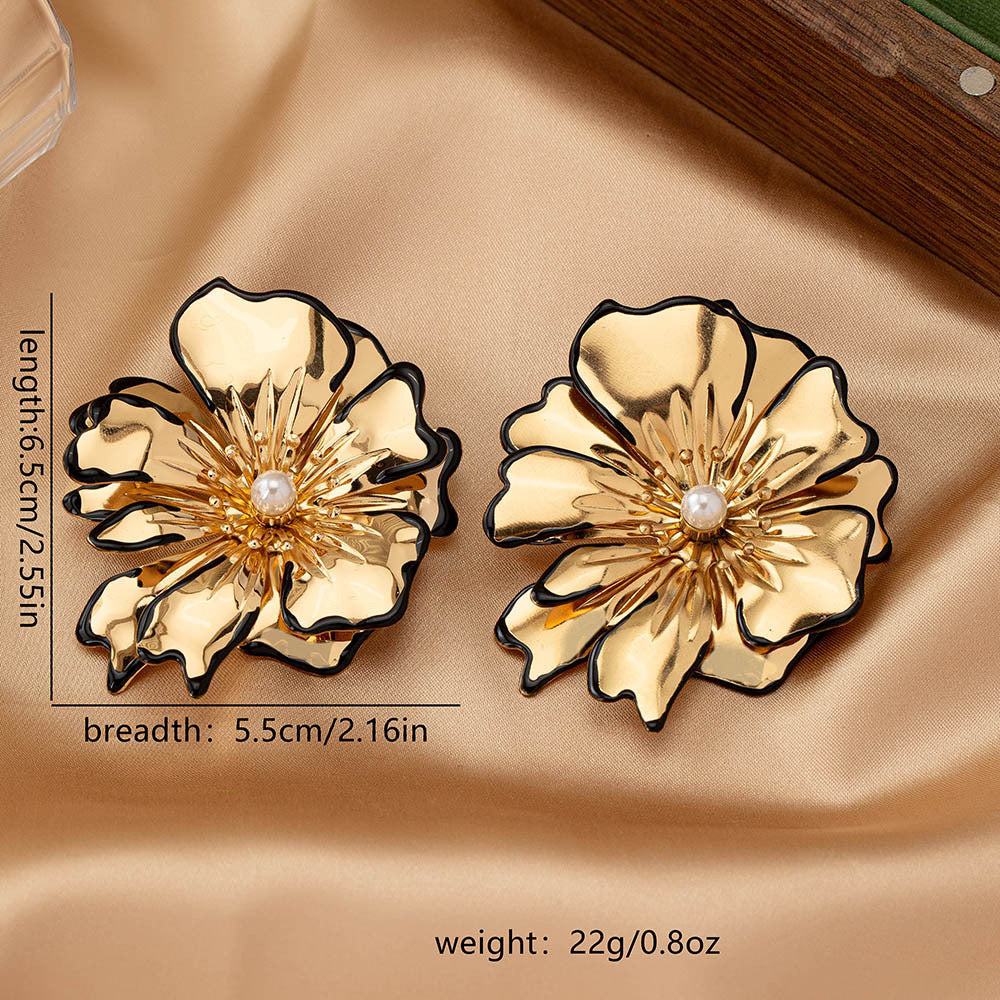 E5961 Aretes flores dorados aleacion 5cm