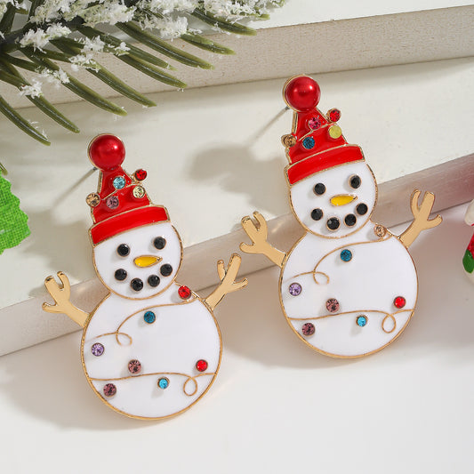 E4169 Aretes muñeco de nieve aleacion 5.8cm