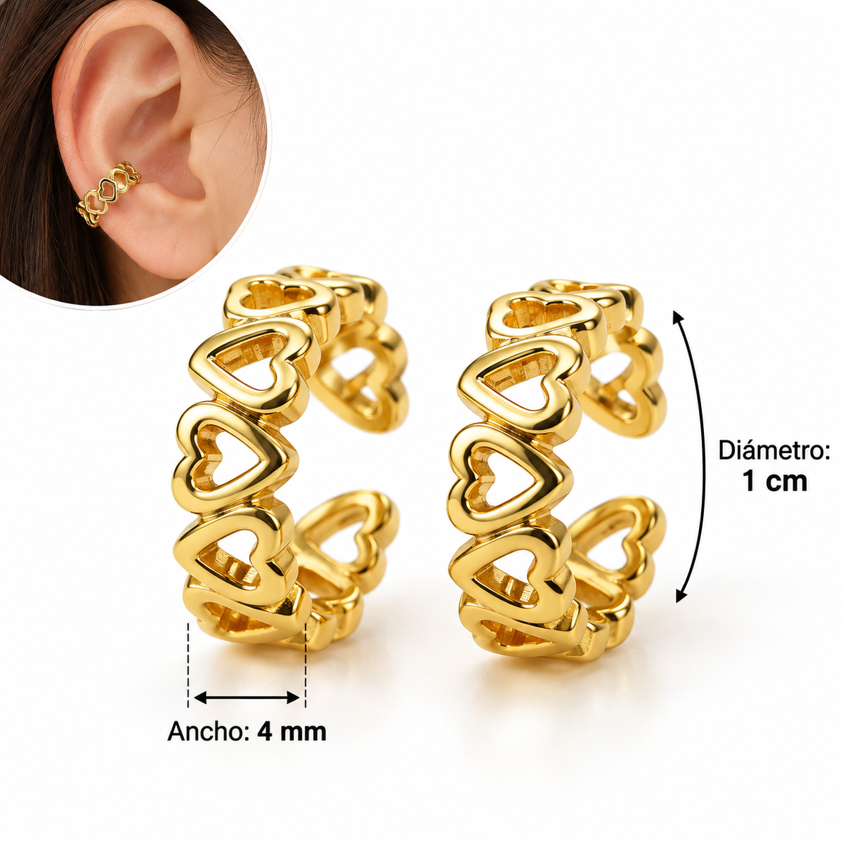 E7547 Par simuladores para la oreja cobre chapado en oro 18k