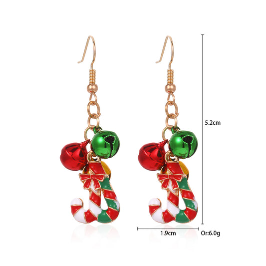 E4193 aretes bastón de Navidad colgante aleacion 7cm