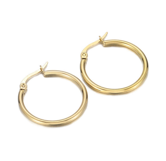 E7024 arracadas doradas acero inoxidable chapado en oro de 18k 4cm