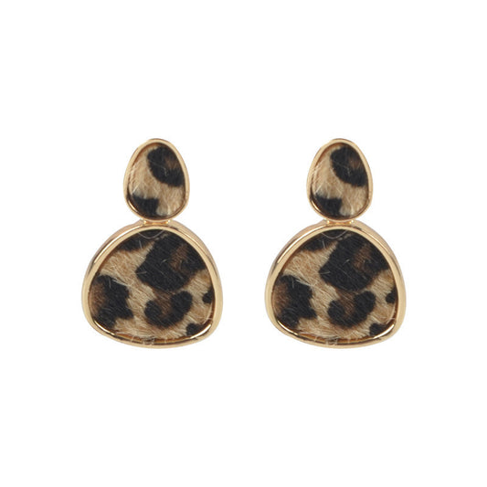 E3170 Aretes circulo estampado leopardo texturizado aleacion 3cm