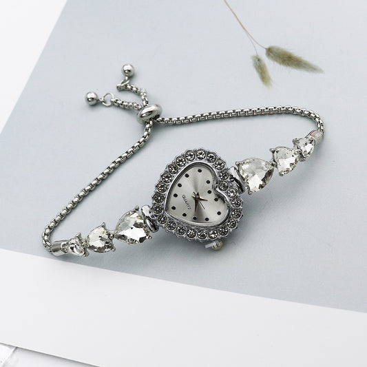 R176 reloj corazón plateado brillante ajustable
