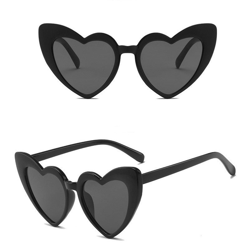 L163 lentes forma de corazón negros proteccion UV400 para mujer