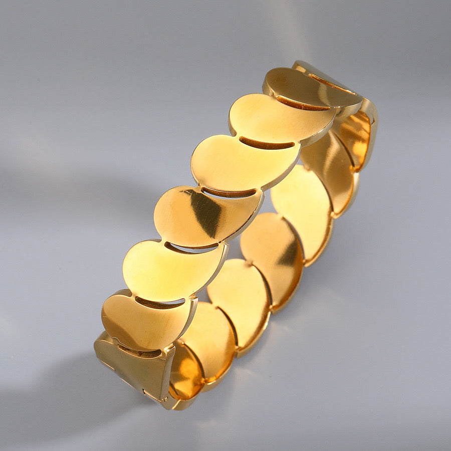 B970 Brazalete dorado diamante imitacion acero inoxidable 304 galavanizado