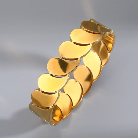 B970 Brazalete dorado diamante imitacion acero inoxidable 304 galavanizado
