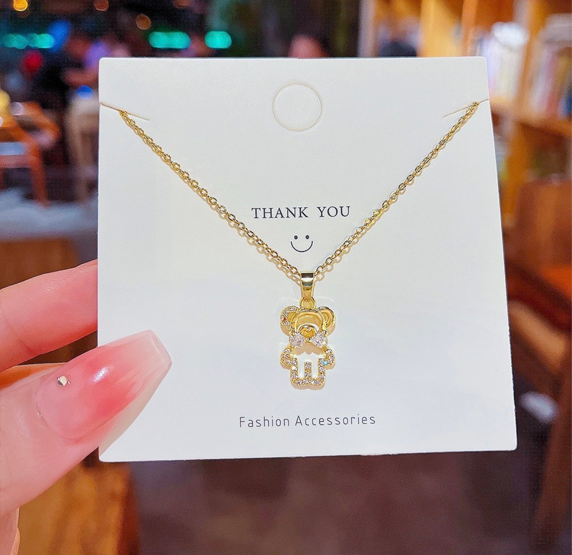 C1158 collar oso dorado acero inoxidable 21cm largo 2cm dije