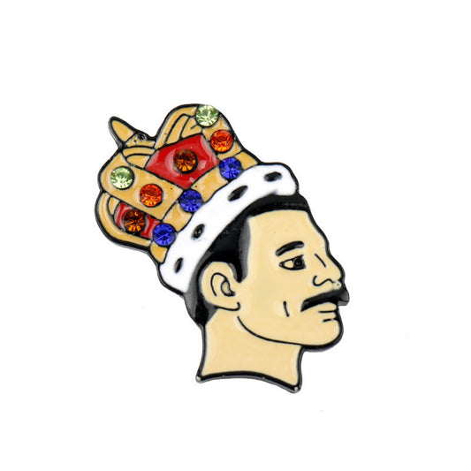 P119 Pin o broche para ropa bolso Freddy Mercury con cristales en corona 3cm