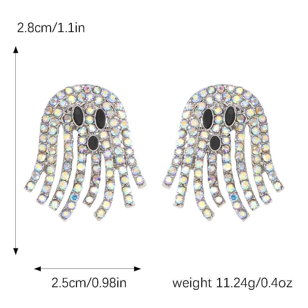 E4031 Aretes fantasma brillante Halloween aleacion 3cm