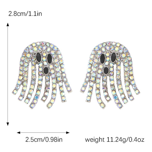 E4031 Aretes fantasma brillante Halloween aleacion 3cm